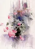 Interior with cyclamen (1) by Molly Joan Lamb Bobak, Aquarelle, sold Jun 2020
