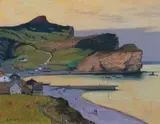 Rocher des Trois Soeurs, Percé, Gaspésie by Robert Pilot, Pastel, sold Jun 2020