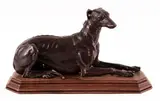 Lévrier couché by Christophe Fratin, Bronze à patine brune, sold May 2020