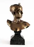 Buste de Diane by Alexandre Falguière, Bronze à patine dorée sur socle en marbre, sold May 2020
