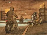 Bikes hippies by Phillip Henry Howard Surrey, Pastel, sold Mar 2020