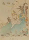 Le printemps, danseuse, femme armée. 3 dessins by Adolphe Wilette, Lithographie en noir et blanc titrée et signée dans la planche, sold Jul 2019