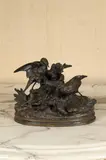 Oiseaux autour du nid by Jules Moigniez, Épreuve en bronze anciennement argenté, sold Jun 2019