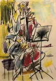 Joueur de contrebasse by Gen Paul, Fusain, pastel signé en haut à gauche, sold Jun 2019