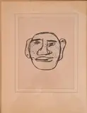 Portrait by Vagrich Bakhchanyan, Technique mixte sur papier On y joint: Portrait (1992) Lithographie, sold Jun 2025