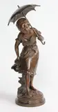 Il pleut by Auguste Moreau, Épreuve en bronze à patine brune nuancée, sold May 2025