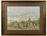 Village de Trianon avant sa destruction en 1663 by Thierry Bosquet, 2007, Gouache sur papier, sold May 2025