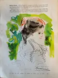 Portrait de femme Dessin réalisé à Paris sur le stand d'Art plastique de la kermesse aux étoiles by Emilio Grau Sala, Aquarelle et encre noire sur papier signée en bas à droite, sold Apr 2025