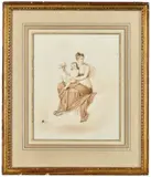 L’Allégorie du Roi de Rome by Louis Lafitte, Plume et lavis d’encre brune sur préparation de graphite, sold Apr 2025
