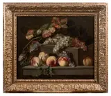 Fruits sur un entablement de pierre by Jean-Baptiste Monnoyer, Toile H_51,5 cm L_61 cm Provenance: Vente anonyme, Paris, Tajan, sold Dec 2016