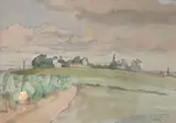 Paysage de campagne by Jean Aufort, Aquarelle sur papier signé et dédicacé Dim, sold Apr 2021