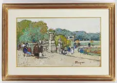 Jardins du Luxembourg by Marko Stupar, Gouache et aquarelle signée en bas à droite, sold Mar 2021