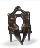 Les Siamois by Ali Salem, Épreuve en bronze patiné, sold Oct 2020