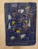 Composition aux visages by Aristide Najean, Gouache sur papier, sold Oct 2020