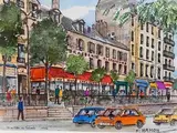 Boulevard des Filles du Calvaire by Roland Hamon, Aquarelle, sold Oct 2020