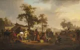 Le marché ou La foire au joueur de musette by Jean Louis Demarne, Panneau parqueté Hauteur :, sold Sep 2020