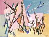 “COMPOSITION”, circa 1941 - 1942 by Geer van Velde, Gouache sur papier signé du cachet du monogramme en bas à droite, sold Oct 2006