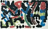 “PERSONNAGES” by A. R. Penck, 1980, Gouache sur papier, sold Oct 2006