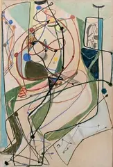 “FEMME NUE ASSISE” by Eugène de Kermadec, 1938, Pastel et aquarelle sur papier marouflé sur toile signé en bas à droite, sold Oct 2006