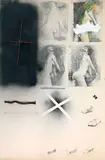 “SANS TITRE” by Joël Kermarrec, 1972, Technique mixte, collage de papier et de cheveux sur papier signé et daté en bas à droite, sold Oct 2006
