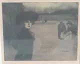 Elégante au jardin des tuileries by Joachin y Miro Sunyer, Eau forte et aquatinte sur papier signé dans la planche, sold Oct 2024
