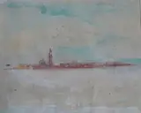 Vue de Venise by Ezio Gribaudo, Crayon gras et aquarelle sur papier signé, sold Oct 2024
