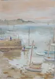 Barque au mouillage by Paul Perraudin, 1950, Aquarelle, sold Oct 2024