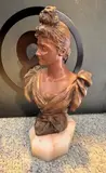 Buste de jeune femme au ruban by Van der Straeten, Bronze à patine mordorée, sold Oct 2024