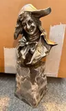 Buste d'homme au bicorne by Van der Straeten, Bronze argenté sur socle en marbre gris, sold Oct 2024