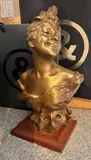 Sans titre by Van der Straeten, Bronze de jeune femme avec un masque, sold Oct 2024