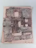Composition rose by Anna Shanon, Collage et encre sur papier, sold Sep 2024