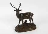 Le Cerf by Alfred Dubucand, Epreuve en bronze à patine brune, sold Sep 2024