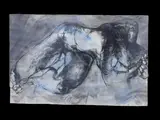 Nu allongé by Ben-Ami Koller, Crayon gras, pastel et encre, encadré sous verre, sold Sep 2024
