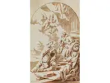 Die Mystische Vermählung der Heiligen Katharina by Gaspare Diziani, ink, sold Mar 2025