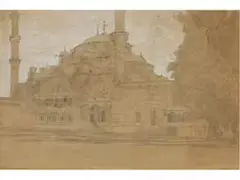 Sultan Ahmed Moschee by Alberto Pasini, pencil, sold Sep 2024