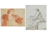 Antike Gestalt mit Ziegenbock by Jean Gustave Taraval, ink, offered Apr 2016