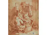 Liebkosung der Jungen Wirtin by Cornelis Pietersz. Bega, drawing, offered Mar 2024