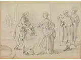 Kavalier mit Dame im Schlosshof by Johann Jakob Hoch, pencil, offered Sep 2015