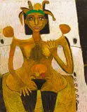 Queen of Zanzibar III by Peter Aspell, 1998, oil on canvas, sold May 2022