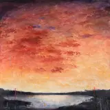 After Glow by Greg Murdock, mixed media on board, sold May 2022