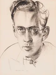 Portrait of Douglas LePan by Wyndham Lewis, 1941, charcoal on paper, sold Apr 2022