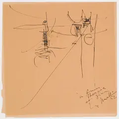 Untitled by Georges Mathieu, 1962, ink on paper, sold Apr 2022