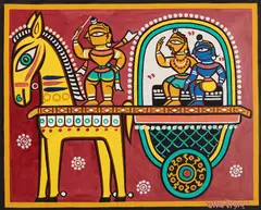 Procession by Jamini Roy, tempera on card, sold Apr 2022