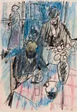 Café Bar by Geoffrey Tibble, 1945, pastel and ink on paper, sold Apr 2022