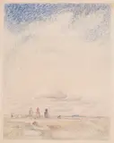 Grain Elevators by Lionel LeMoine FitzGerald, crayon on paper, sold Apr 2022