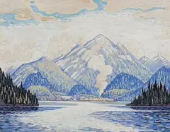 Ocean Falls, BC by Lawren Harris, tempera on paper on canvas, sold Apr 2022