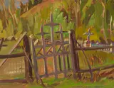 Indian Cemetery, Quesnel, BC by A. Y. Jackson, oil on board, sold Apr 2022