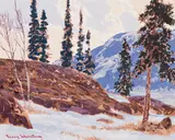 Glacier Bay, Great Bear Lake by Frank Hans Johnston, watercolour and gouache on paper on canvas, sold Apr 2022