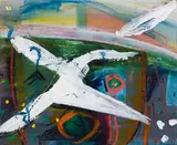 Collage No. II by Marguerite Bruneau, 1987, mixed media on canvas, sold Mar 2022