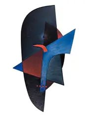 Night Guard No. II by Sorel Etrog, painted wood sculpture, sold Mar 2022